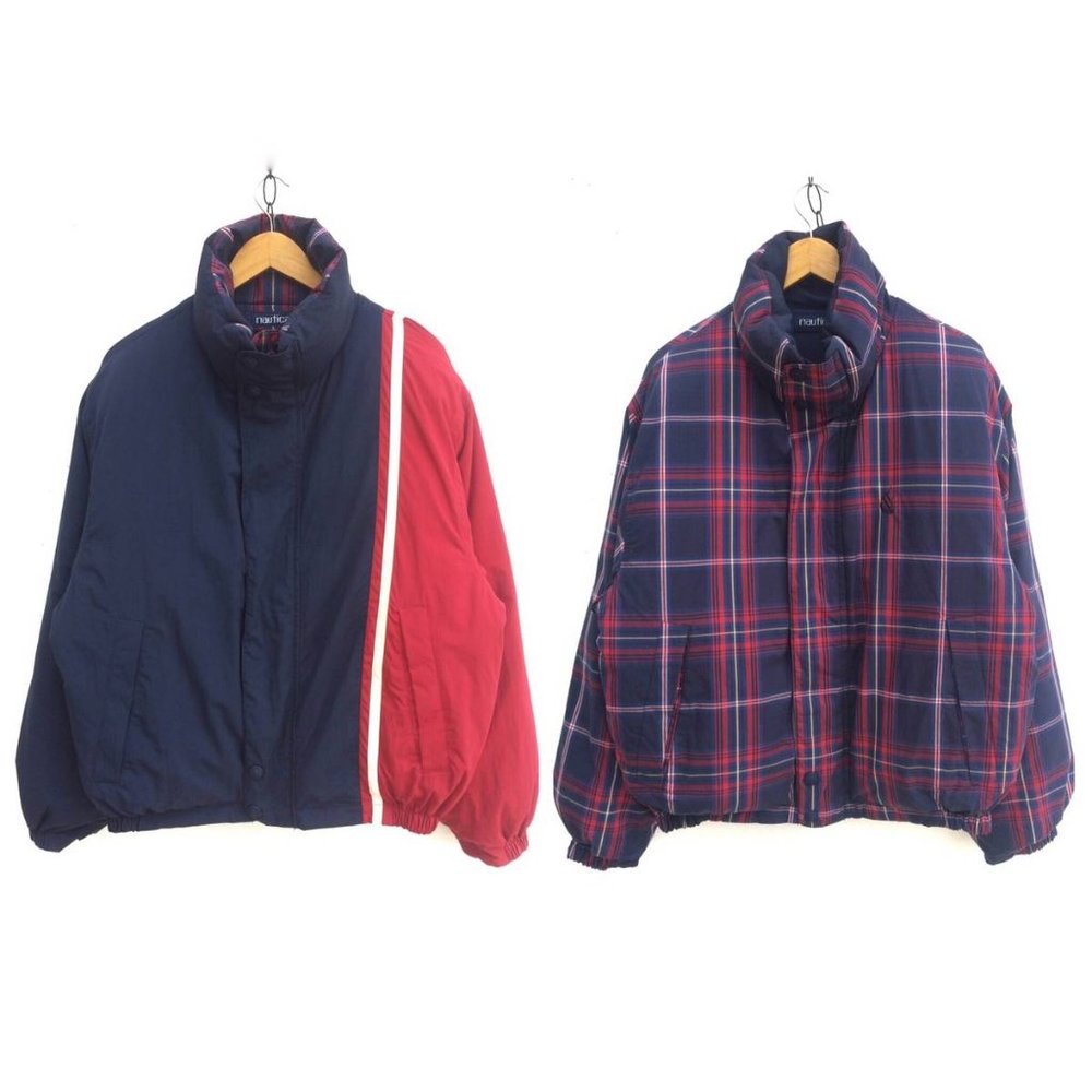 Nautica Dual Tones Plaid Checked Puffer Down Jacket (NWT)